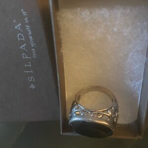 Silpada Men's Silver and Black Statement Ring